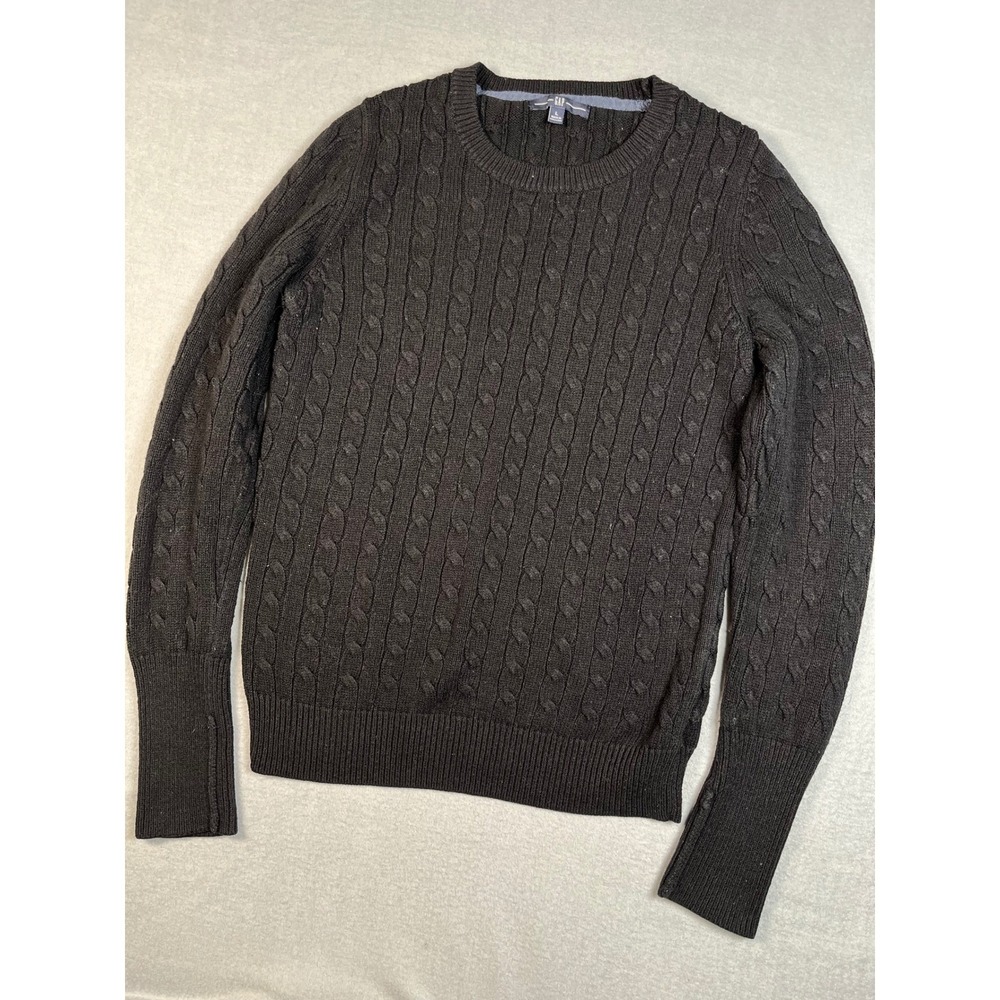 GAP Cable Knit Sweater Women L Fisherman Cabin Pullover Crew Neck Long Sleeve
